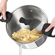 MICHELANGELO Stainless Steel Pasta Pot with Strainer Lid - Pasta Cooker | 8 Quart Induction Pot with Lid, 8 Qt Spaghetti Pot with Silicone Handle