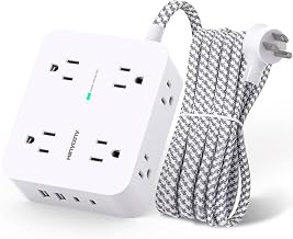 HANYCONY Surge Protector Power Strip, 1080J, 5 Ft Braided Extension Cord